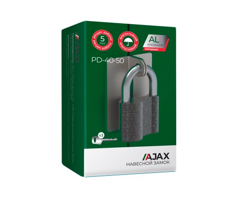 Замок Ajax (Аякс) навесной PD-4050 (PD-40-50) 3 fin key /коробка Замок Ajax (Аякс) навесной PD-4050 (PD-40-50) 3 fin key /коробка