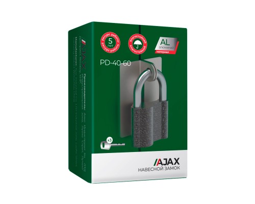 Замок Ajax (Аякс) навесной PD-4060 (PD-40-60) 3 fin key /коробка Замок Ajax (Аякс) навесной PD-4060 (PD-40-60) 3 fin key /коробка