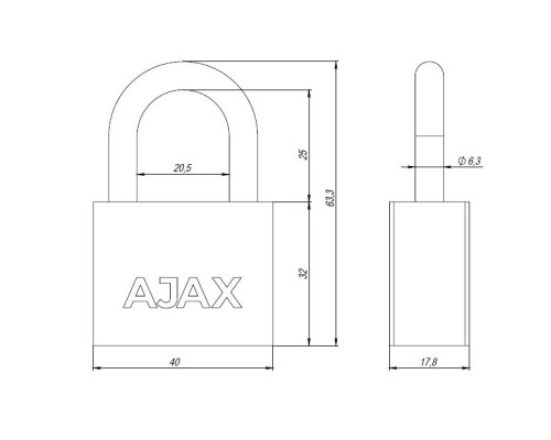 Замок Ajax (Аякс) навесной PD-3040 (PD-30-40) 3 fin key /блистер Замок Ajax (Аякс) навесной PD-3040 (PD-30-40) 3 fin key /блистер