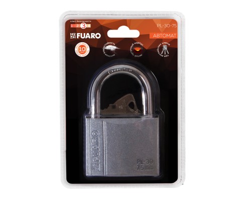 Замок Fuaro (Фуаро) навесной PL-PROTEC-3075 3key (PL-3075) англ. /блистер Замок Fuaro (Фуаро) навесной PL-PROTEC-3075 3key (PL-3075) англ. /блистер