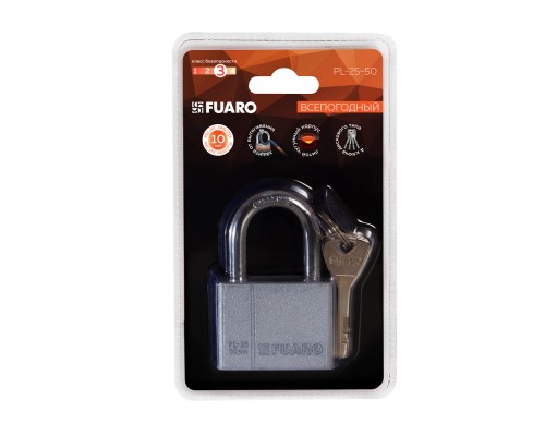 Замок Fuaro (Фуаро) навесной PL-PROTEC-2550 4 fin key (PL-2550) фин. /блистер Замок Fuaro (Фуаро) навесной PL-PROTEC-2550 4 fin key (PL-2550) фин. /блистер