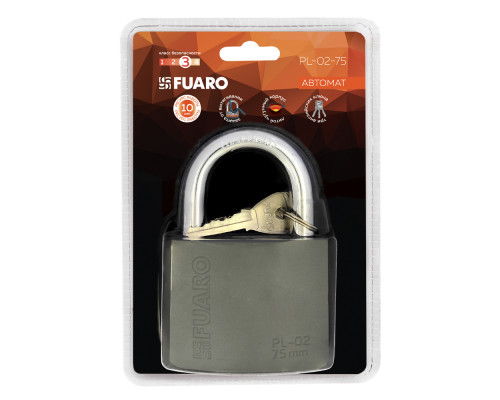 Замок Fuaro (Фуаро) навесной PL-PROTEC-0275 3key (PL-02-75) англ. /блистер Замок Fuaro (Фуаро) навесной PL-PROTEC-0275 3key (PL-02-75) англ. /блистер
