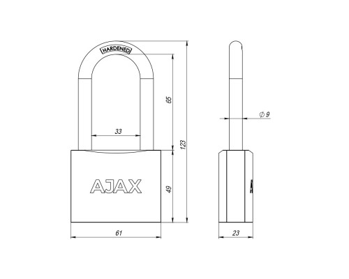 Замок Ajax (Аякс) навесной PD-0163-L (PD-01-63-L) 3 key англ. Замок Ajax (Аякс) навесной PD-0163-L (PD-01-63-L) 3 key англ.