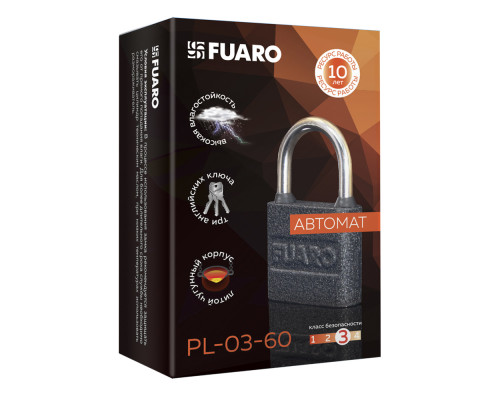 Замок Fuaro (Фуаро) навесной PL-UNI-0360 3key (PL-03-60) англ. /блистер Замок Fuaro (Фуаро) навесной PL-UNI-0360 3key (PL-03-60) англ. /блистер