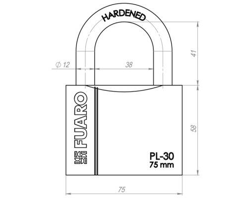 Замок Fuaro (Фуаро) навесной PL-PROTEC-3075 3key (PL-3075) англ. /блистер Замок Fuaro (Фуаро) навесной PL-PROTEC-3075 3key (PL-3075) англ. /блистер