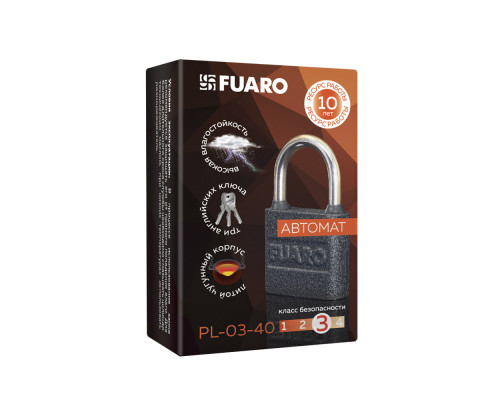 Замок Fuaro (Фуаро) навесной PL-UNI-0340 3key (PL-03-40) англ. /блистер Замок Fuaro (Фуаро) навесной PL-UNI-0340 3key (PL-03-40) англ. /блистер