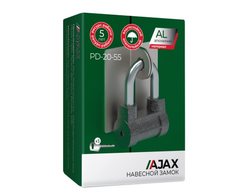 Замок Ajax (Аякс) навесной PD-20-55, фин. 3кл., коробка Замок Ajax (Аякс) навесной PD-20-55, фин. 3кл., коробка