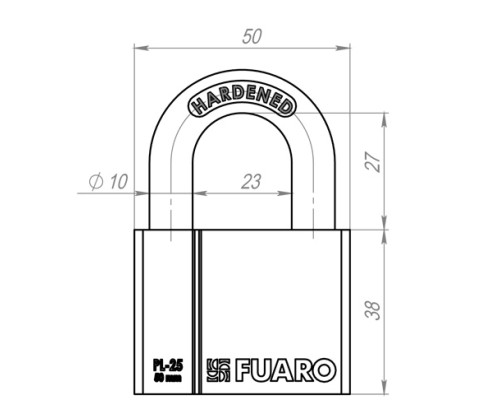 Замок Fuaro (Фуаро) навесной PL-PROTEC-2550 4 fin key (PL-2550) фин. /блистер Замок Fuaro (Фуаро) навесной PL-PROTEC-2550 4 fin key (PL-2550) фин. /блистер