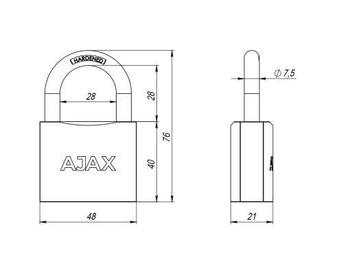 Замок Ajax (Аякс) навесной PD-0150 (PD-01-50) 3 key англ. Замок Ajax (Аякс) навесной PD-0150 (PD-01-50) 3 key англ.