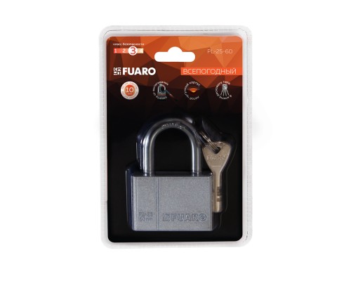 Замок Fuaro (Фуаро) навесной PL-PROTEC-2560 4 fin key (PL-2560) фин. /блистер Замок Fuaro (Фуаро) навесной PL-PROTEC-2560 4 fin key (PL-2560) фин. /блистер