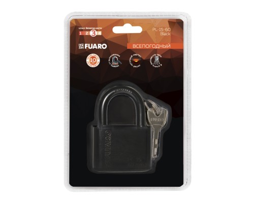Замок Fuaro (Фуаро) навесной PL-WEATHER-1560 Black 4 fin key ( PL-15-60) диск. /блистер Замок Fuaro (Фуаро) навесной PL-WEATHER-1560 Black 4 fin key ( PL-15-60) диск. /блистер