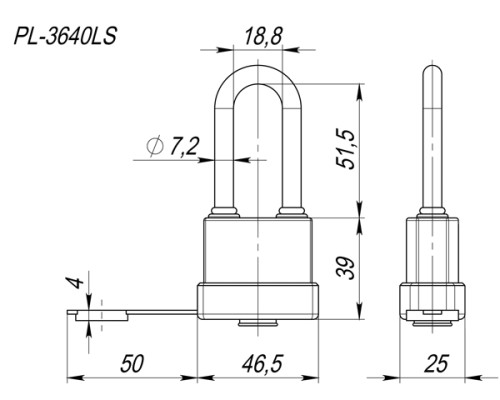 Замок Fuaro (Фуаро) навесной PL-WEATHER-3640 LS 3key (PL-3640 LS) удл. дужка, англ./блистер Замок Fuaro (Фуаро) навесной PL-WEATHER-3640 LS 3key (PL-3640 LS) удл. дужка, англ./блистер