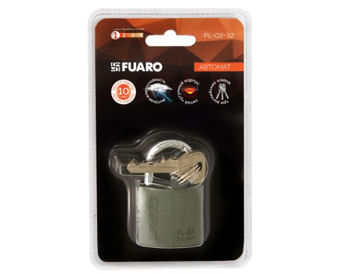 Замок Fuaro (Фуаро) навесной PL-PROTEC-0232 3key (PL-02-32) англ. /блистер Замок Fuaro (Фуаро) навесной PL-PROTEC-0232 3key (PL-02-32) англ. /блистер