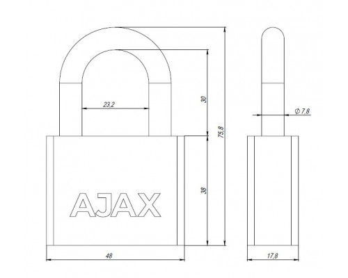 Замок Ajax (Аякс) навесной PD-3050 (PD-30-50) 3 fin key /блистер Замок Ajax (Аякс) навесной PD-3050 (PD-30-50) 3 fin key /блистер