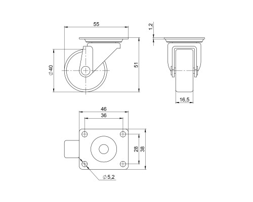 Опора колесная Ajax (Аякс) с площадкой WL/B-40P/30kg пластик