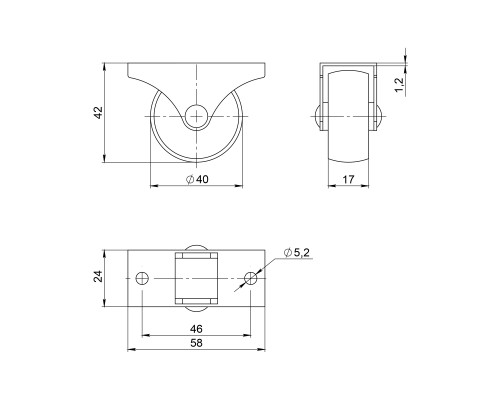 Опора Ajax (Аякс) колесная прямоходная WL/R-40R/50 kg резина