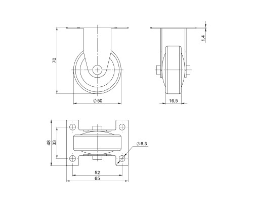 Опора Ajax (Аякс) колесная прямоходная с площадкой WL/BN-50R/100 kg резина