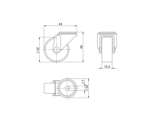 Опора Ajax (Аякс) колесная WL/B-30P/15kg пластик, под винт M6