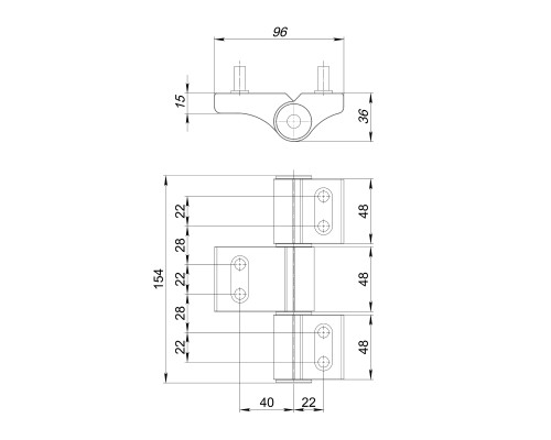 Петля Punto (Пунто) дверная IN-U3-150A-3D RAL 9016 белый АНКЕРНАЯ