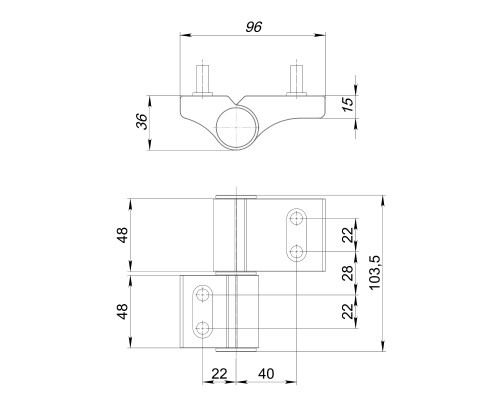 Петля Punto (Пунто) дверная IN-U2-120A-3D RAL 9016 белый АНКЕРНАЯ