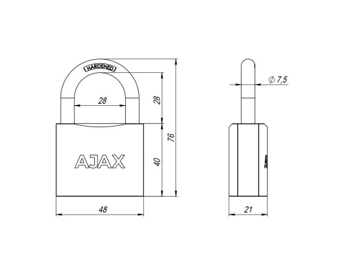 Замок Ajax (Аякс) навесной PD-0150 MS 3 key англ./коробка Замок Ajax (Аякс) навесной PD-0150 MS 3 key англ./коробка