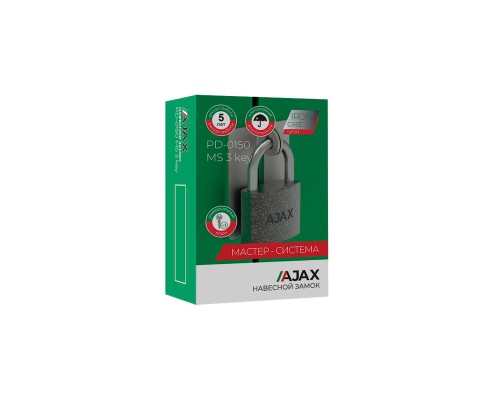 Замок Ajax (Аякс) навесной PD-0150 MS 3 key англ./коробка Замок Ajax (Аякс) навесной PD-0150 MS 3 key англ./коробка
