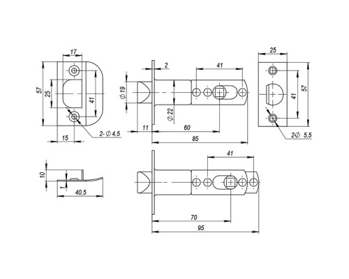 Ручка Ajax (Аякс) защелка DK682 PB-BK (6082 PB-B) (фик.) золото Ручка Ajax (Аякс) защелка DK682 PB-BK (6082 PB-B) (фик.) золото