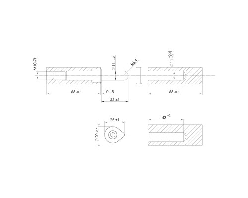 Петля приварная D20x140 ADJ регулируемая Петля приварная D20x140 ADJ регулируемая