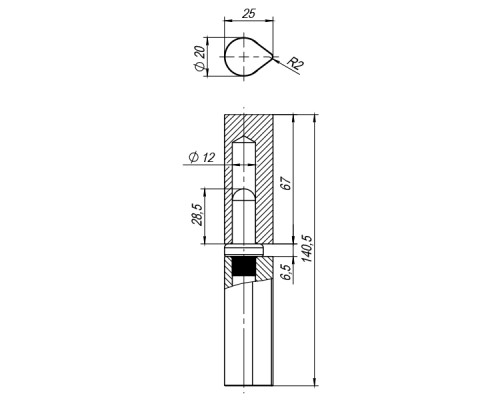 Петля Fuaro (Фуаро) приварная Т1254/140х20x25 мм с подшипником Петля Fuaro (Фуаро) приварная Т1254/140х20x25 мм с подшипником