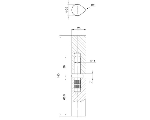Петля приварная D20x140 (без фаски) Петля приварная D20x140 (без фаски)