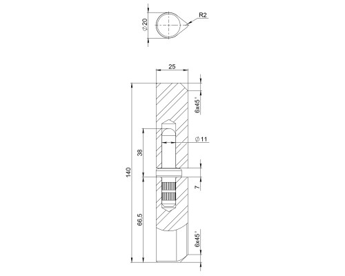 Петля приварная D20x140S (с фаской) Петля приварная D20x140S (с фаской)
