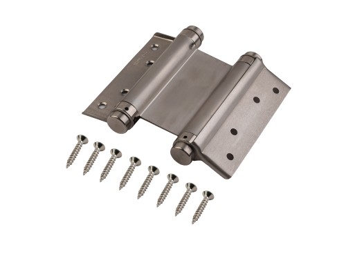 Пружинная Fuaro (Фуаро) двусторонняя (барная) петля DSH5 (125х86х1,5) INOX 201 SN мат. никель (блистер)