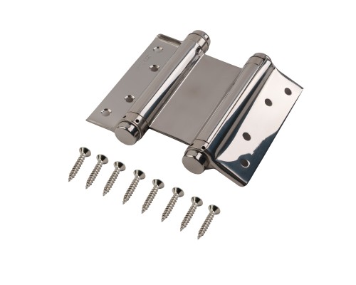 Пружинная Fuaro (Фуаро) двусторонняя (барная) петля DSH5 (125х86х1,5) INOX 201 CP хром (блистер)