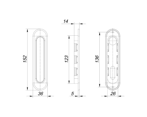 Ручка Punto (Пунто) для раздвижных дверей SH.SL152.010 (Soft LINE SL-010) АВ бронза Ручка Punto (Пунто) для раздвижных дверей SH.SL152.010 (Soft LINE SL-010) АВ бронза