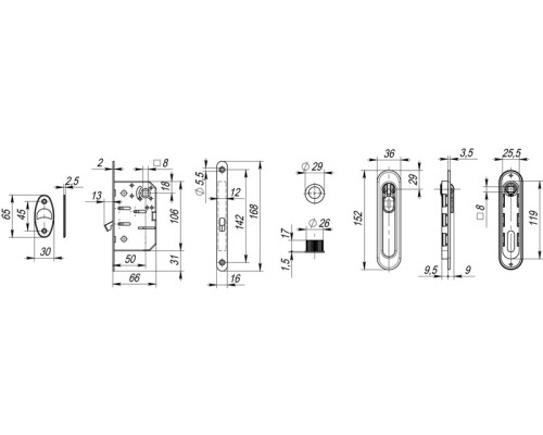 Набор Armadillo (Армадилло) для раздвижных дверей SH.LD152.KIT011-BK (SH011-BK) AB-7 бронза Набор Armadillo (Армадилло) для раздвижных дверей SH.LD152.KIT011-BK (SH011-BK) AB-7 бронза