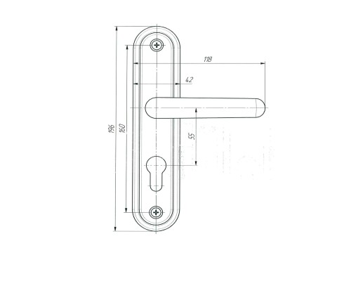 Ручка дверная Absolyute (Абсолют) на планке РФ1-55.08 (бронза)