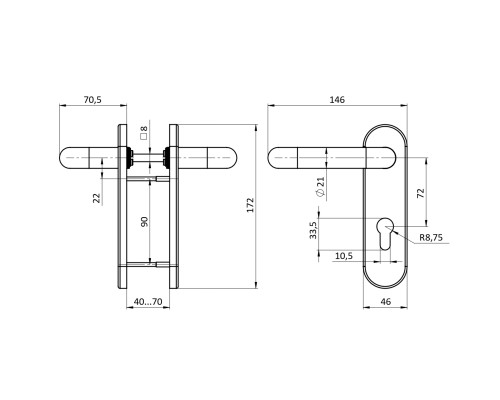 Ручка Fuaro (Фуаро) дверная FP.DH172.0433 NE (B2B) (8x120) с пружиной BL-24 черный