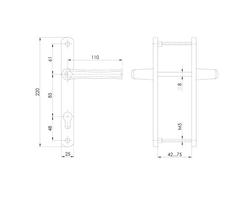 Ручка Punto (Пунто) на планке HANDLE.85.25.67-75 RAL 9005 черный Ручка Punto (Пунто) на планке HANDLE.85.25.67-75 RAL 9005 черный