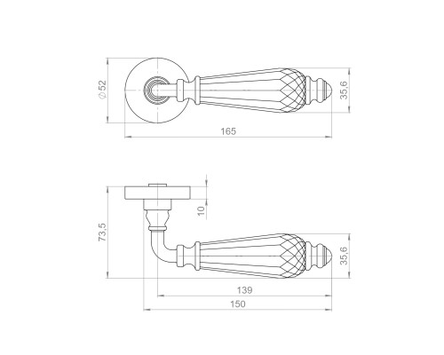 Ручка Armadillo (Армадилло) раздельная R.ART52.D.ELEGANT BPVD-77 вороненый никель