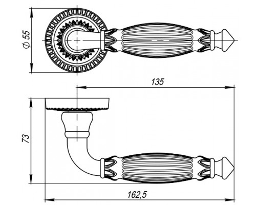 Ручка Armadillo (Армадилло) раздельная R.CL55.Bella (Bella CL2) OB-13 античная бронза Ручка Armadillo (Армадилло) раздельная R.CL55.Bella (Bella CL2) OB-13 античная бронза
