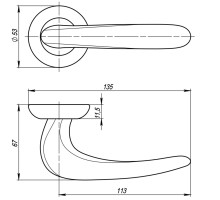 Ручка Fuaro (Фуаро) раздельная R.RM54.CAVA SN/CP-3 матовый никель/хром, коробка белый картон, квадрат 165
