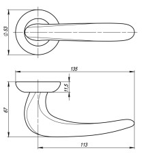 Ручка Fuaro (Фуаро) раздельная R.RM54.CAVA SN/CP-3 матовый никель/хром, коробка белый картон, квадрат 165