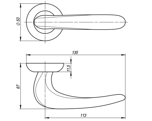 Ручка Fuaro (Фуаро) раздельная R.RM54.CAVA SN/CP-3 матовый никель/хром, коробка белый картон, квадрат 165