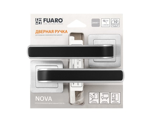 Ручка Fuaro (Фуаро) раздельная NOVA XM/HD SSC/BL-16 сатин хром/черный Ручка Fuaro (Фуаро) раздельная NOVA XM/HD SSC/BL-16 сатин хром/черный