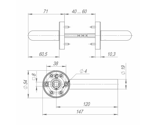 Ручка Fuaro (Фуаро) раздельная R.DSS201-0204/19 (DSS-0204/19) INOX 201 Ручка Fuaro (Фуаро) раздельная R.DSS201-0204/19 (DSS-0204/19) INOX 201