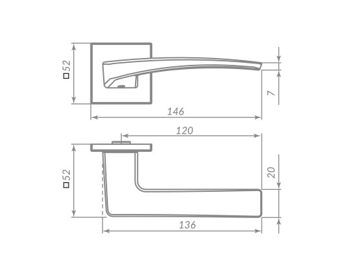 Ручка Punto (Пунто) раздельная K.ARC.Q52.LOTUS GR-23 графит