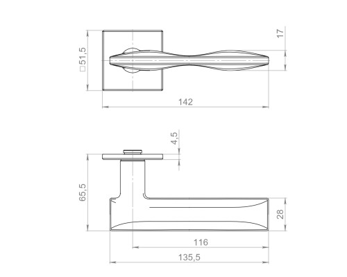 Ручка Armadillo (Армадилло) раздельная K.YM.BANOFFE FSG-39 флор. золото
