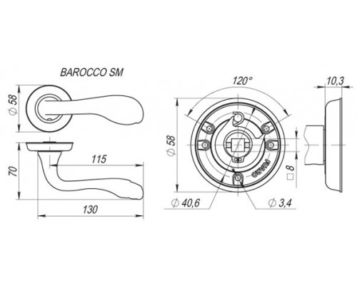 Ручка Fuaro (Фуаро) раздельная R.SM58.BAROCCO (BAROCCO SM) GOLD-24 золото 24К Ручка Fuaro (Фуаро) раздельная R.SM58.BAROCCO (BAROCCO SM) GOLD-24 золото 24К