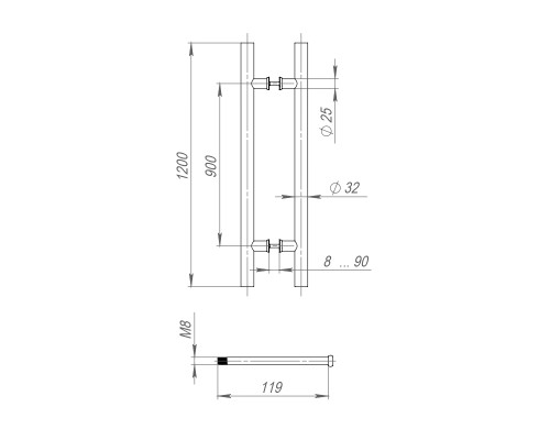 Ручка-скоба Fuaro (Фуаро) PULL.PH32/1200.22 INOX 304 (PH-22-32/1200-INOX) BLACK Ручка-скоба Fuaro (Фуаро) PULL.PH32/1200.22 INOX 304 (PH-22-32/1200-INOX) BLACK
