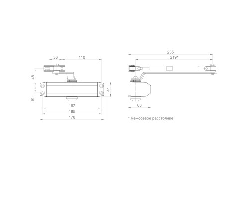 Доводчик Ajax (Аякс) дверной DCTR 50-100 DA AL алюминий